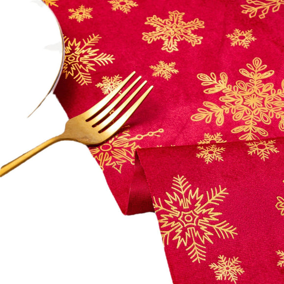 Golden Festive Snowflake-Print Christmas Table Runner - 28x200cm Polyester Table Decoration, Ideal for Christmas Parties and Home Decor