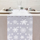 White Festive Snowflake-Print Christmas Table Runner - 28x200cm Polyester Table Decoration, Ideal for Christmas Parties and Home Decor-1
