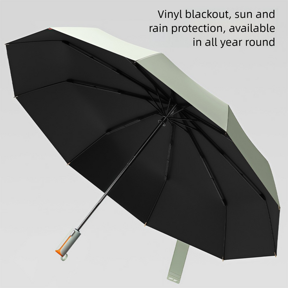 Automatic Folding Umbrella (Black)- 105 cm Large Canopy, UPF 50+ Sun and Rain Umbrella with 10-Rib Frame, Auto Open Close Handle for Travel and Daily Commute