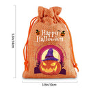 6 Pack Halloween Burlap Drawstring Bags - Assorted Printed Treat and Gift Pouches for Candy, Party Favours, Halloween Events and Seasonal Storage-6