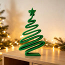 2 Piece 3D Printed Christmas Tree Decorations - Red and Green 12 cm Minimalist Spiral Tabletop Ornaments with Star Top for Home, Mantel, Desk and Holiday Decor-4