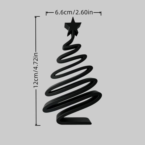 2 Piece 3D Printed Christmas Tree Decorations - Red and Green 12 cm Minimalist Spiral Tabletop Ornaments with Star Top for Home, Mantel, Desk and Holiday Decor