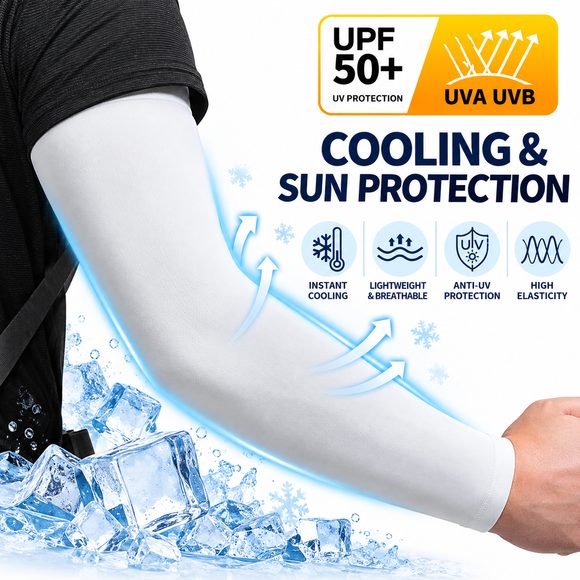 2 Pair Cooling Arm Sleeves with Thumb Hole - Gray 38-40cm Breathable Stretch Sun Sleeves for Cycling, Running, Hiking, Fishing, Driving and Outdoor Activities