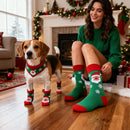 Matching Christmas Socks Set for Adult and Dog- Santa Claus Design with One Pair Adult Socks and One Set M Size Anti Slip Pet Socks for Festive Photos and Holiday Wear-2
