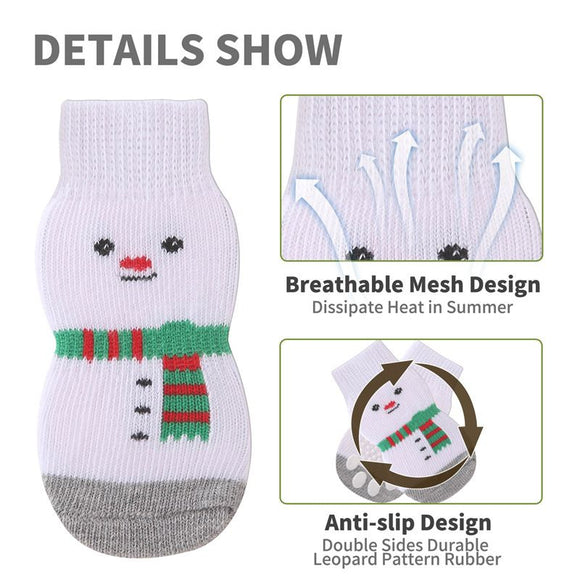 Matching Christmas Socks Set for Adult and Dog- Christmas Tree Design with One Pair Adult Socks and One Set S Size Anti Slip Pet Socks for Festive Photos and Holiday Wear
