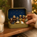 Mini Christmas Nativity Scene Ornament - Small Tabletop Holiday Decoration in Decorative Tin Case, Creative Festive Display for Desk, Shelf and Gift Giving-2