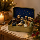 Mini Christmas Nativity Scene Ornament - Small Tabletop Holiday Decoration in Decorative Tin Case, Creative Festive Display for Desk, Shelf and Gift Giving-3