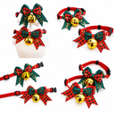 2 PCS Red Pet Christmas Bow Collar with Bell- 45-78 cm Adjustable Festive Bowtie Neck Collar for Cats and Dogs, Cute Holiday Party Decoration Accessory-5