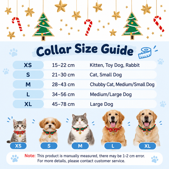 2 PCS Green Pet Christmas Bow Collar with Bell- 21-30 cm Adjustable Festive Bowtie Neck Collar for Cats and Dogs, Cute Holiday Party Decoration Accessory