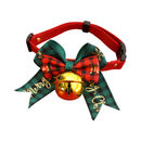 2 PCS Green Pet Christmas Bow Collar with Bell- 45-78 cm Adjustable Festive Bowtie Neck Collar for Cats and Dogs, Cute Holiday Party Decoration Accessory-1