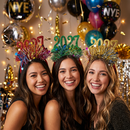 4 Pack 2027 New Year Headbands - Glitter Number Party Headbands with Metallic Tinsel and Star Confetti in Silver, Gold, Red and Green for NYE Celebrations-3
