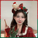 Christmas Teddy Bear Headband - Festive Plush Bear Hair Accessory with Santa Hat, Plaid Bows, Pom Pom and Holly Decorations for Christmas Parties and Holiday Photos-4