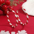 Christmas Candy Cane Hoop Earrings - 4.2cm Red and White Spiral Striped Hoop Earrings with Gold Tone Accents for Festive Parties, Holiday Outfits and Gifting-3
