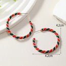 Christmas Red and Green Spiral Hoop Earrings - 4.2cm Festive Striped Statement Earrings with Gold Tone Accents for Holiday Parties, Christmas Outfits and Gifting-4