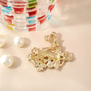 Christmas Merry Christmas Brooch - Festive Candy Cane, Poinsettia and Holly Pin with Rhinestone Details, Gold Tone Holiday Accessory for Clothing, Scarves and Bags-4