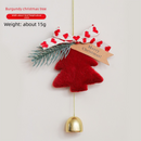 Brown Christmas Tree Bell Ornaments 4 Pack - 9 x 7.6 cm Plush Hanging Decorations with Bow, Pine Accent and Bell for Door, Wall, Car and Holiday Decor-3