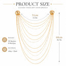 Silver Multi Layer Chain Brooch with Faux Pearls - Elegant Double Round Pin Draped Tassel Brooch, Alloy Statement Jewellery for Suits, Dresses, Blazers and Parties-2