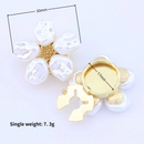 2 Pack Pearl Floral Decorative Button Clips - 3cm Gold Tone Alloy Shirt Cuff Covers with Faux Pearl Petals, No Sew Dress Collar and Blazer Accessories-6
