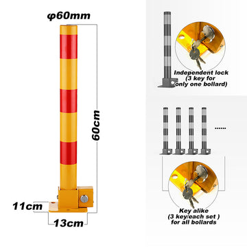 Red Parking Bollard locker Barrier Key Alike lock Fold Down Vehicle - 0