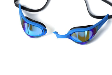 Adult blue mirrored lens swimming goggles - 0