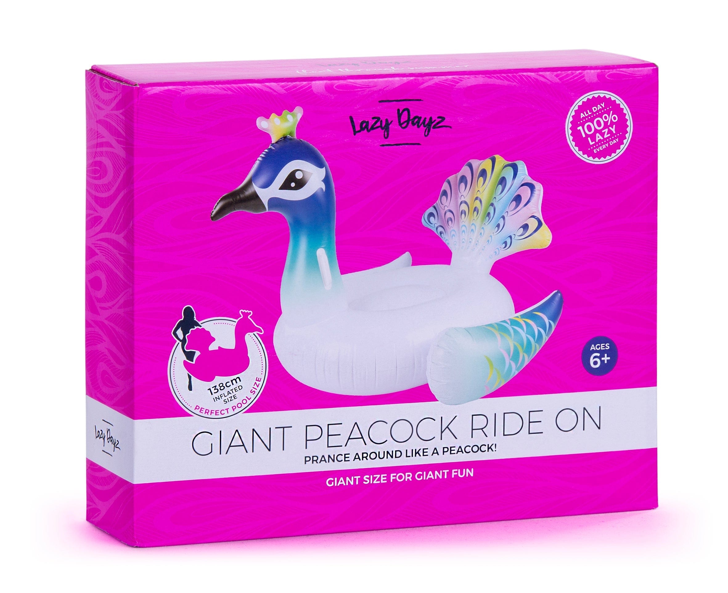 Lazy Dayz Inflatable Peacock Ride-on Float 135cm