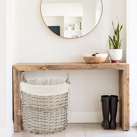 4 Piece Wicker  Storage Baskets With Liner Set - 0