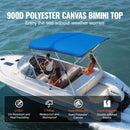 3 Bow Bimini Top Boat Cover, 900D Polyester Canopy with 1" Aluminum Alloy Frame, Waterproof and Sun Shade, Includes Storage Boot, 2 Support Poles, 4 Straps, 6'L x 46"H x 61"-66"W, Pacific Blue-2
