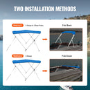 3 Bow Bimini Top Boat Cover, 900D Polyester Canopy with 1" Aluminum Alloy Frame, Waterproof and Sun Shade, Includes Storage Boot, 2 Support Poles, 4 Straps, 6'L x 46"H x 61"-66"W, Pacific Blue-3