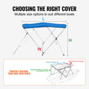 3 Bow Bimini Top Boat Cover, 900D Polyester Canopy with 1" Aluminum Alloy Frame, Waterproof and Sun Shade, Includes Storage Boot, 2 Support Poles, 4 Straps, 6'L x 46"H x 61"-66"W, Pacific Blue-6