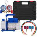 4CFM 1/4HP Rotary Vane Vacuum Pump + R134AManifold Gauge Tester Charging +Hose-1