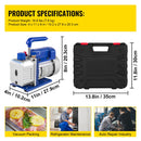 4CFM 1/4HP Rotary Vane Vacuum Pump + R134AManifold Gauge Tester Charging +Hose-7