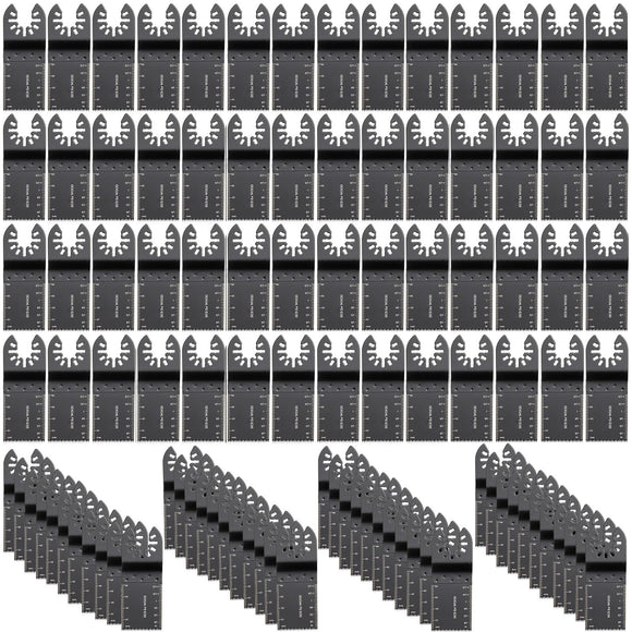 100PCS Oscillating Saw Blades, Quick Release Multitool Blades Kit, HCS Tool Blades for Wood Plastic, Compatible with Dewalt Dremel Fein Worx Bosch Makita Milwaukee