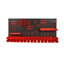 Wall Mounted Storage Bins, 30-Bin Parts Rack Organizer Garage Plastic Shop Tool with Wall Panels/Tool Holders/Hooks, Tool Organizer for Nuts, Bolts, Screws, Nails, Beads, Buttons, Black and Red-1