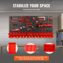 Wall Mounted Storage Bins, 30-Bin Parts Rack Organizer Garage Plastic Shop Tool with Wall Panels/Tool Holders/Hooks, Tool Organizer for Nuts, Bolts, Screws, Nails, Beads, Buttons, Black and Red-4