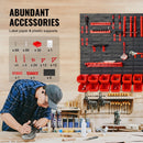Wall Mounted Storage Bins, 30-Bin Parts Rack Organizer Garage Plastic Shop Tool with Wall Panels/Tool Holders/Hooks, Tool Organizer for Nuts, Bolts, Screws, Nails, Beads, Buttons, Black and Red-5