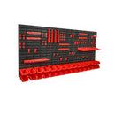 Wall Mounted Storage Bins, 30-Bin Parts Rack Organizer Garage Plastic Shop Tool with Wall Panels/Tool Holders/Hooks, Tool Organizer for Nuts, Bolts, Screws, Nails, Beads, Buttons, Black and Red-8