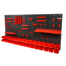 VEVOR Wall Mounted Storage Bins, 30-Bin Parts Rack Organizer Garage Plastic Shop Tool with Wall Panels/Tool Holders/Hooks, Tool Organizer for Nuts, Bolts, Screws, Nails, Beads, Buttons, Black and Red-1