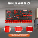 VEVOR Wall Mounted Storage Bins, 30-Bin Parts Rack Organizer Garage Plastic Shop Tool with Wall Panels/Tool Holders/Hooks, Tool Organizer for Nuts, Bolts, Screws, Nails, Beads, Buttons, Black and Red-4