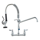 Commercial Faucet with Pre-Rinse Sprayer, 21" Height, 8" Center, 12" Swing Spout, Wall Mount Kitchen Sink Faucet, Brass Constructed Device with Pull Down Spray, for 1/2/3 Compartment Sink-10