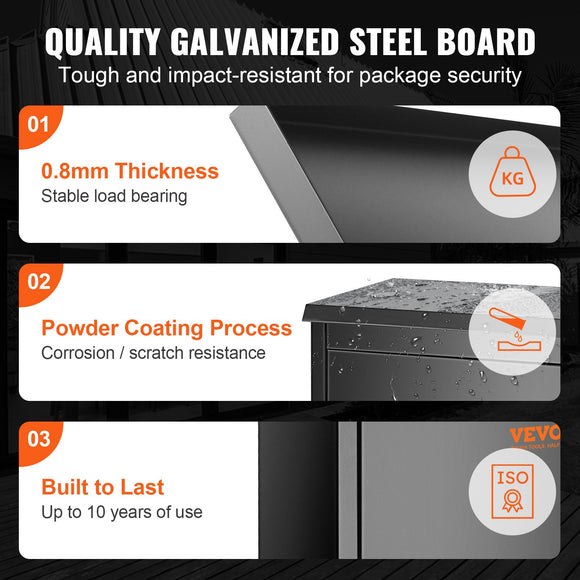 VEVOR Package Delivery Boxes for Outside 15.4" x 10.6" x 20.5" with Coded Lock