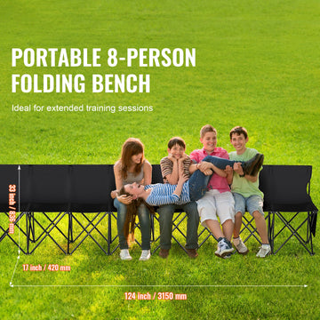 8 Seat Portable Folding Sport Bench Outdoor Camping Chair with Carry Bag - 0