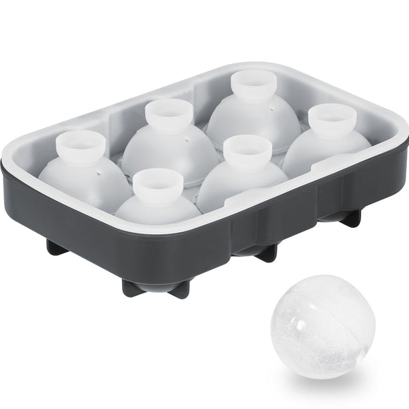 Ice Cube Trays (Set of 2), 2-in-1 Combo with Silicone Sphere Ice Ball Maker & Large Square Ice Cube Maker with Lid, Reusable Easy Release BPA Free Ice Tray Set for Whiskey Cocktails Bourbon