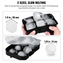 VEVOR Ice Cube Trays (Set of 2), 2-in-1 Combo with Silicone Sphere Ice Ball Maker & Large Square Ice Cube Maker with Lid, Reusable Easy Release BPA Free Ice Tray Set for Whiskey Cocktails Bourbon-3