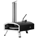 Outdoor Pizza Oven, 12" Wood Fired Pizza Ovens, Pellet Pizza Stove with Built-in Thermometer, with Thickened Cordierite, Rotating Pizza Stone, Carry Bag, Shovel, Portable Pizza Maker for Outside Backyard Patio Camping Black-1
