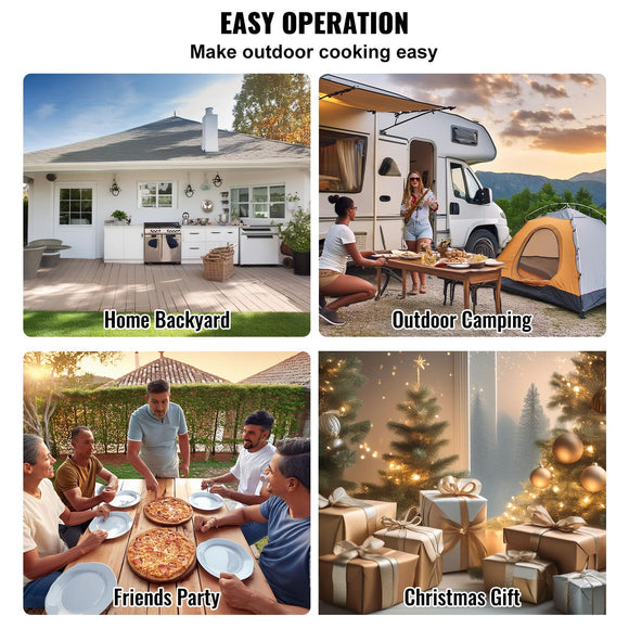 Outdoor Pizza Oven, 12" Wood Fired Pizza Ovens, Pellet Pizza Stove with Built-in Thermometer, with Thickened Cordierite, Rotating Pizza Stone, Carry Bag, Shovel, Portable Pizza Maker for Outside Backyard Patio Camping Black