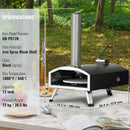 Outdoor Pizza Oven, 12" Wood Fired Pizza Ovens, Pellet Pizza Stove with Built-in Thermometer, with Thickened Cordierite, Rotating Pizza Stone, Carry Bag, Shovel, Portable Pizza Maker for Outside Backyard Patio Camping Black-7