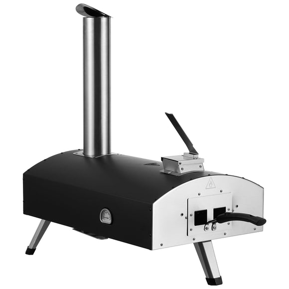 Outdoor Pizza Oven, 12" Wood Fired Pizza Ovens, Pellet Pizza Stove with Built-in Thermometer, with Thickened Cordierite, Rotating Pizza Stone, Carry Bag, Shovel, Portable Pizza Maker for Outside Backyard Patio Camping Black