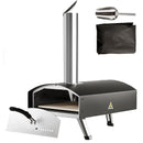 Outdoor Pizza Oven, 12-inch, Wood Pellet and Charcoal Fired Pizza Maker, Portable Outside Stainless Steel Pizza Grill with Pizza Stone, Waterproof Cover, Shovel, Wood Burner for Backyard Camping-1
