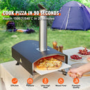 Outdoor Pizza Oven, 12-inch, Wood Pellet and Charcoal Fired Pizza Maker, Portable Outside Stainless Steel Pizza Grill with Pizza Stone, Waterproof Cover, Shovel, Wood Burner for Backyard Camping-2