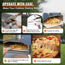 Outdoor Pizza Oven, 12-inch, Wood Pellet and Charcoal Fired Pizza Maker, Portable Outside Stainless Steel Pizza Grill with Pizza Stone, Waterproof Cover, Shovel, Wood Burner for Backyard Camping-6